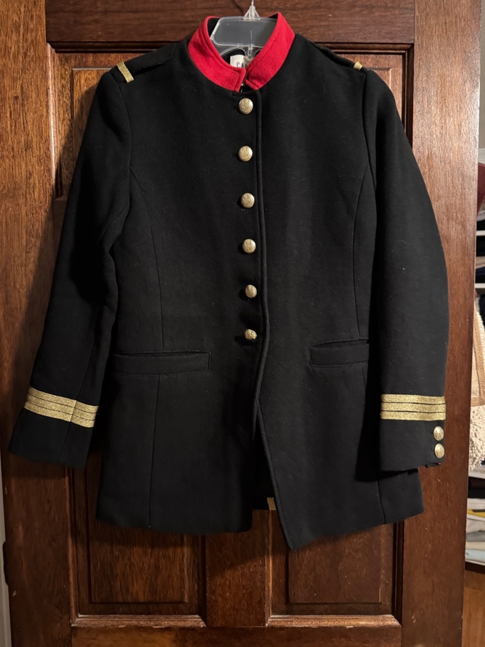 NWT GAP Black Military-Style Blazer with Red Stand Collar